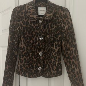 Tracy Reese Leopard Print Blazer with Jewel Accents